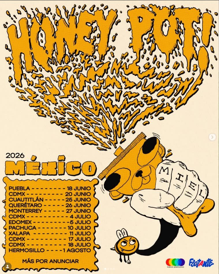 Cartel de la gira Honey Pot! México 2026 con todas las fechas